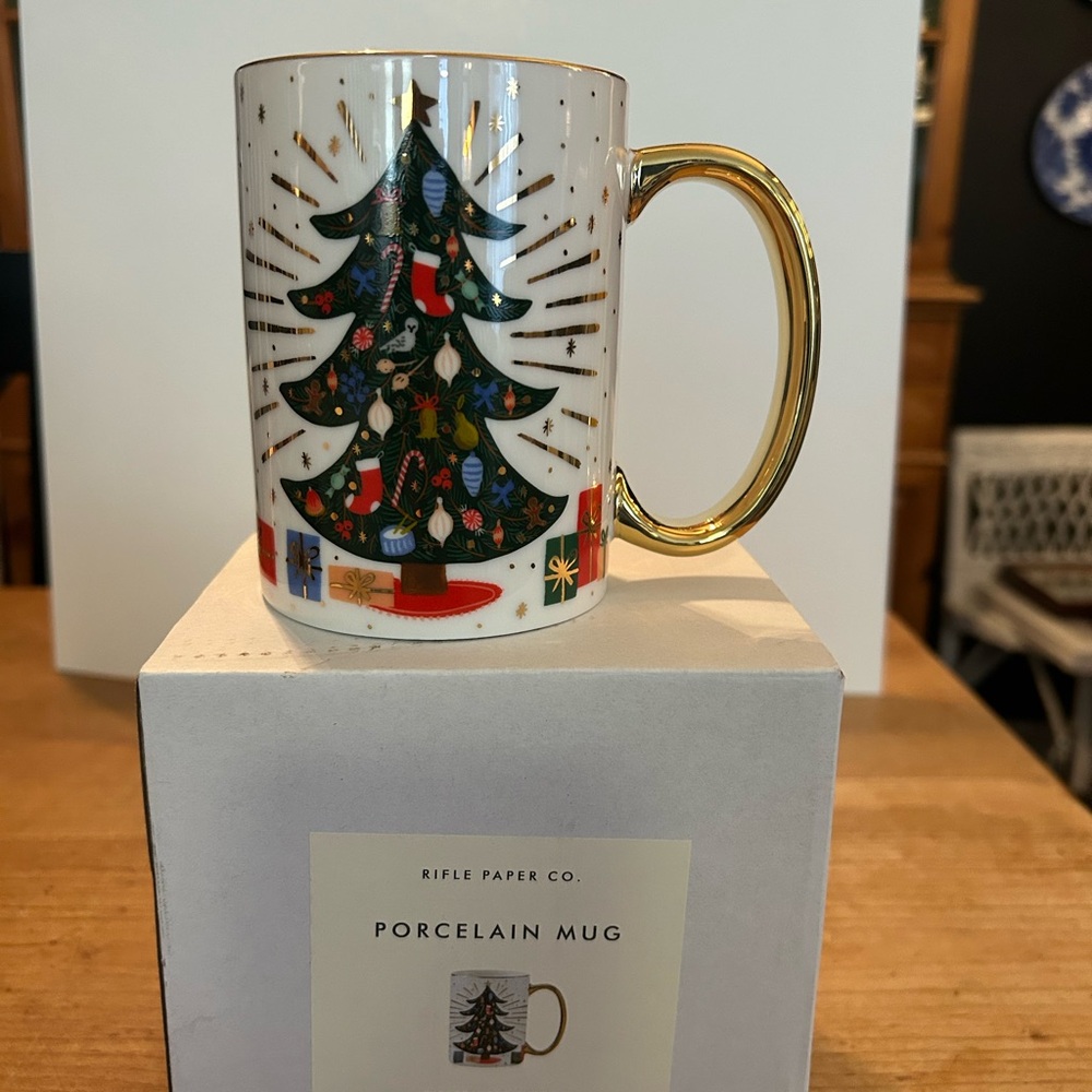 Rifle Paper Co. Festive Tree Mug - Gold and Green